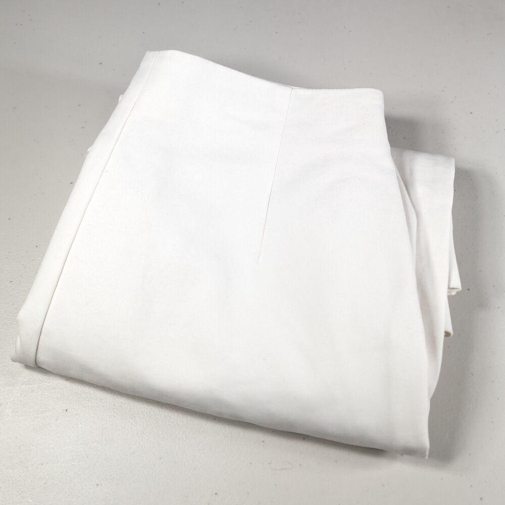 Uterque Pants Womens Size Medium White Black Button Wide Leg Trousers Button Leg